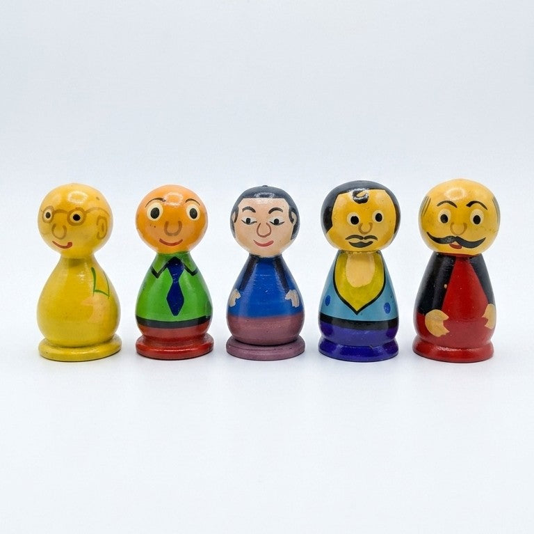 Wooden Community Family Peg Dolls – Set of 5 Character Figurines
