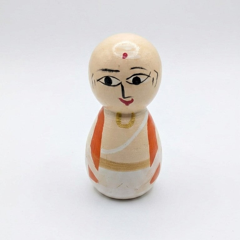 Wooden Traditional Peg Dolls – Hand-Painted Pattada Gombe Set of 2