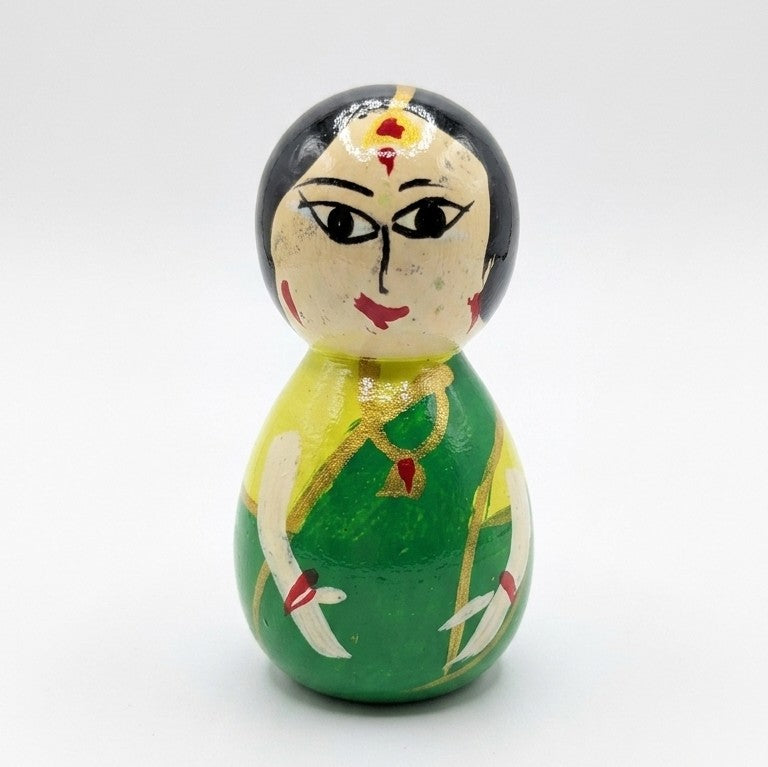 Wooden Traditional Peg Dolls – Hand-Painted Pattada Gombe Set of 2