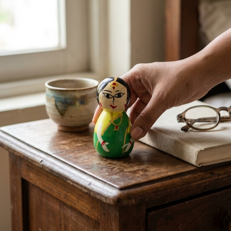 Wooden Traditional Peg Dolls – Hand-Painted Pattada Gombe Set of 2