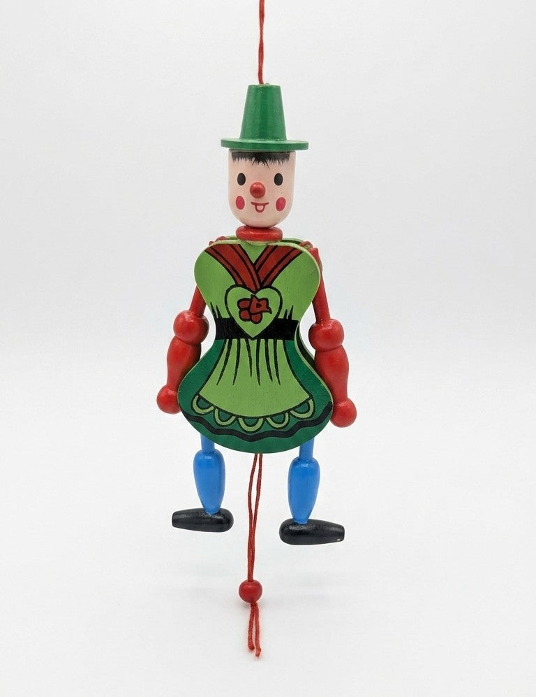 Wooden Jumping Joker Puppet – Traditional Cord-Pull Action Toy