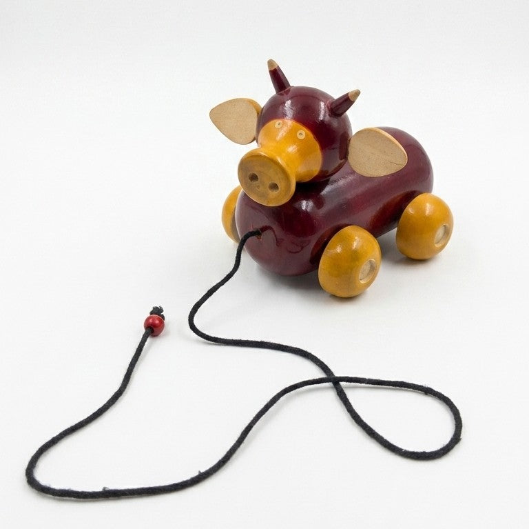 Wooden Pull-Along Nandi Bull – Traditional Cultural Walker Toy
