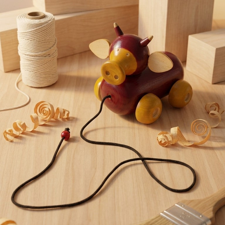 Wooden Pull-Along Nandi Bull – Traditional Cultural Walker Toy