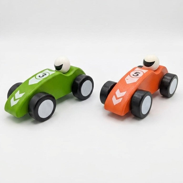 Wooden Formula Speedster Racing Cars – Set of 2 Track Racers