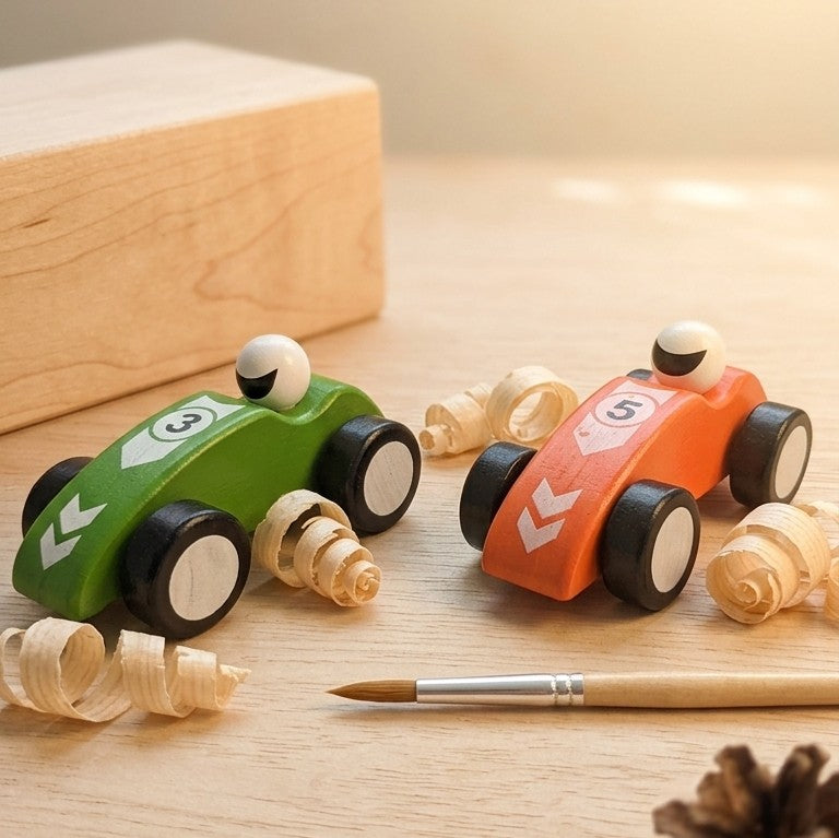 Wooden Formula Speedster Racing Cars – Set of 2 Track Racers