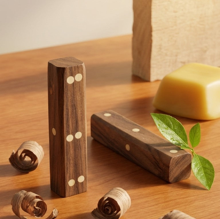 Wooden Long Dala Dice (Set of 2) – Traditional Indian Chaupar Dice