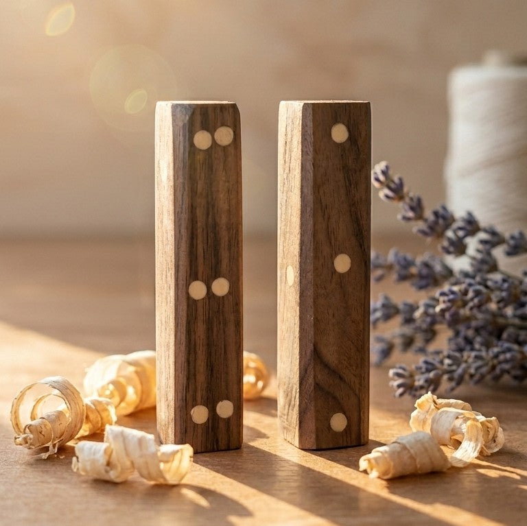 Wooden Long Dala Dice (Set of 2) – Traditional Indian Chaupar Dice