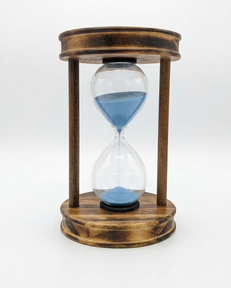 Vintage Wooden Sand Hourglass Timer (Large) – 2-Pillar Desk Timepiece