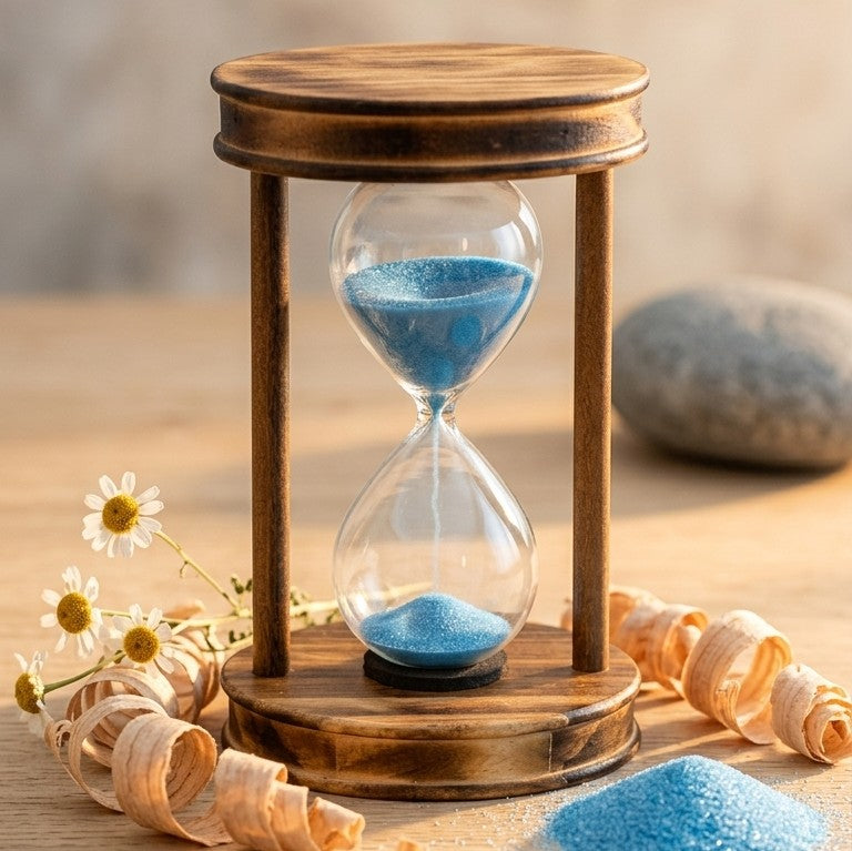 Vintage Wooden Sand Hourglass Timer (Large) – 2-Pillar Desk Timepiece