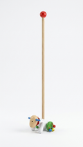 Wooden Push-Along Walking Toy with Clacking Bead Wheels