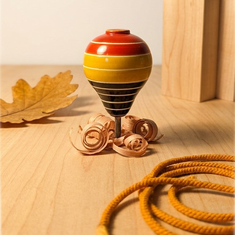Wooden Precision Metal-Tip Spinning Top – Traditional Indian Lattu