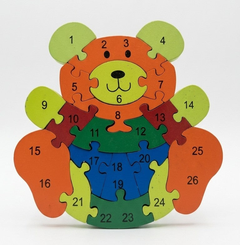 Wooden Alphabet Bear Jigsaw Puzzle – A-Z Animal Learning Toy