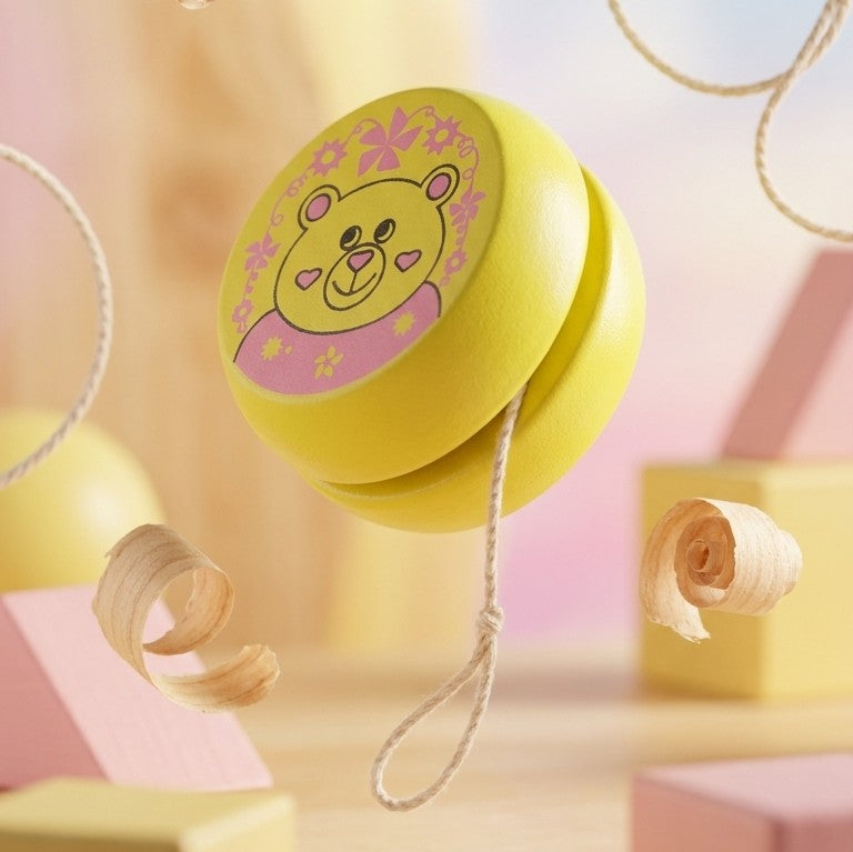 Wooden Teddy Bear Yo-Yo – Handcrafted Classical Dexterity Toy