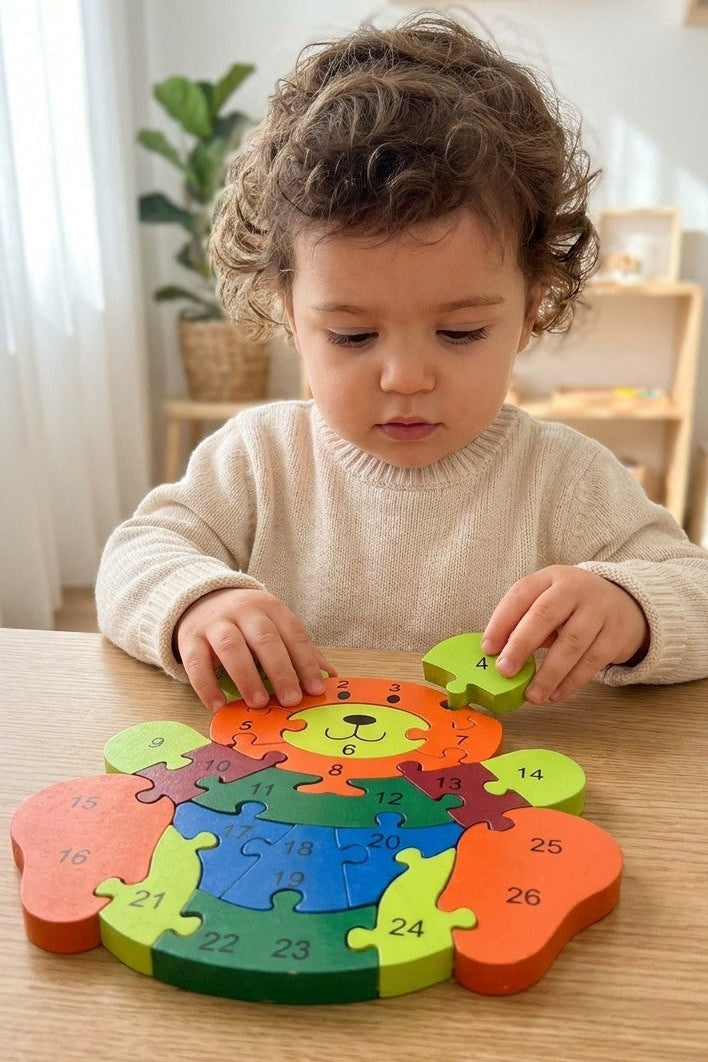 Wooden Alphabet Bear Jigsaw Puzzle – A-Z Animal Learning Toy