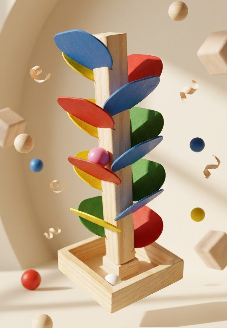 Wooden Tree Marble Ball Run Track – Cascading Musical Marble Game