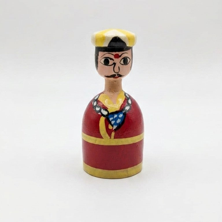 Wooden Village Couple Figurines – Handcrafted Indian Folk Art Set
