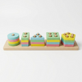 Wooden Geometric Shape Sorter Board – Peg Stacking Educational Toy