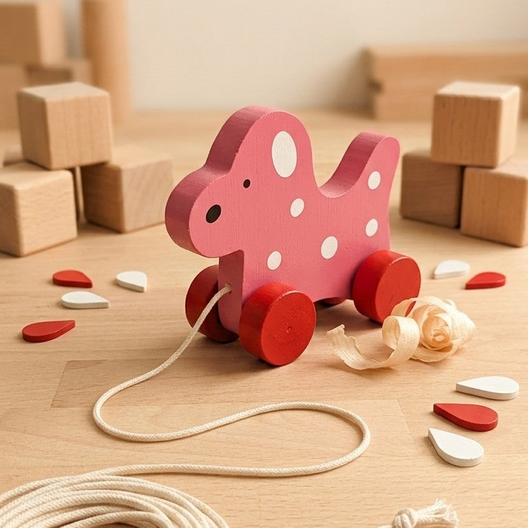 Wooden Pull-Along Puppy Toy – Walking Dog Companion for Toddlers