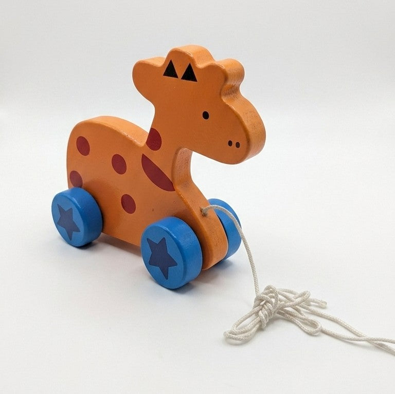Wooden Pull-Along Giraffe Animal Toy – Toddler Walking Companion