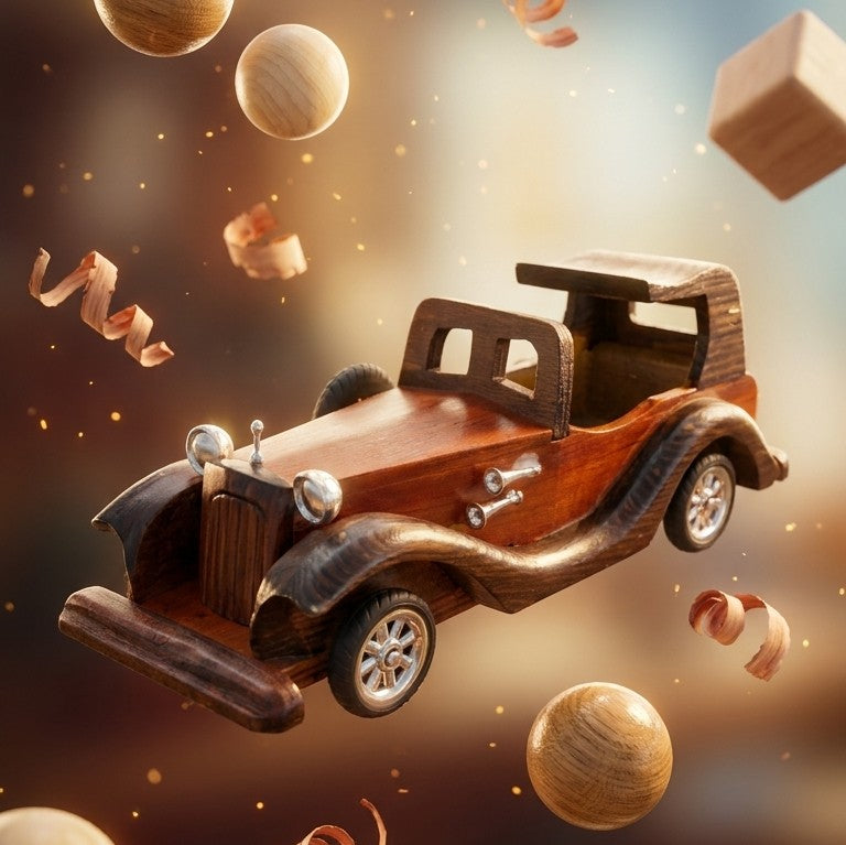 Wooden Collector Vintage Classic Car – Hand-Carved Retro Model